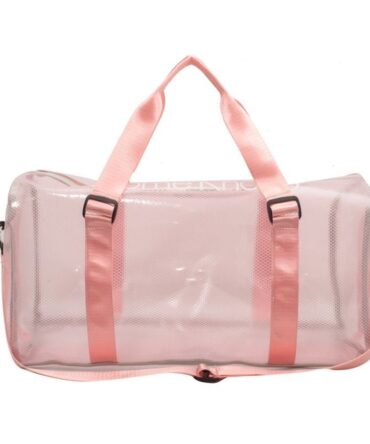 Askrykins Transparent With Net Design Duffle Handbag in Pink