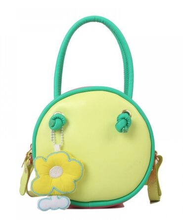Ashrykins girls colorblock circle bag with bag charm in yellow