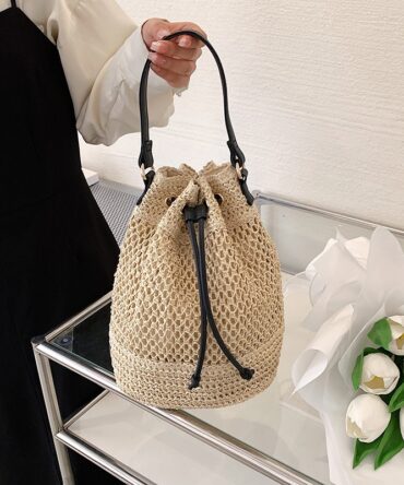 Askrykins Drawstring Straw Bag