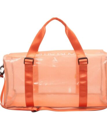 Askrykins Transparent With Net Design Duffle Handbag in Orange