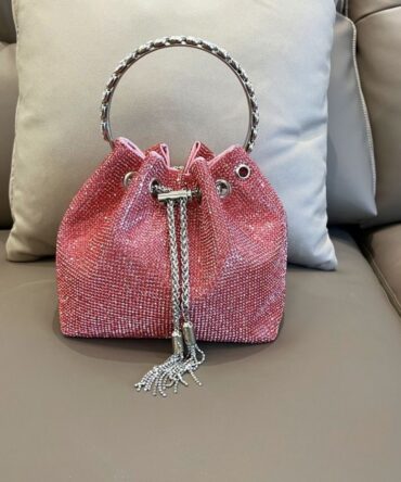 Ashrykins Luxury Design Diamonds Tassel Clutch Bag in Pink