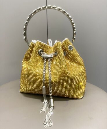 Ashrykins Luxury Design Diamonds Tassel Clutch Bag in Yellow