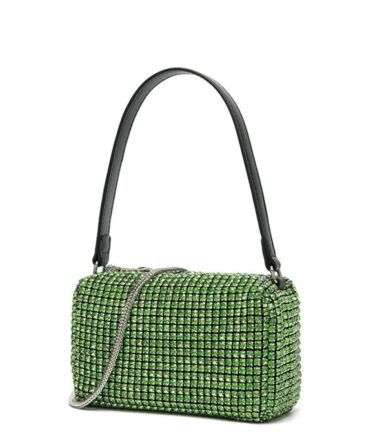 Askrykins Fashionable Crystal Rhinestone Shoulder Bag in Green
