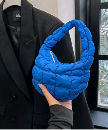 Ashrykins Mini Zipper Ruched Bag in Blue