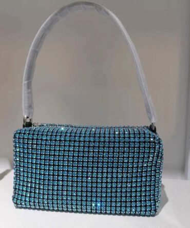 Askrykins Fashionable Crystal Rhinestone Shoulder Bag in Navy Blue