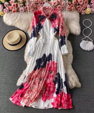 Ashrykins Smock Style Midi Dress In Red And White