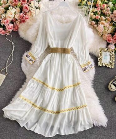 Ashrykins Ruffle Style Sunny Dress In White