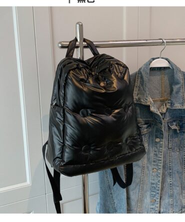 Askrykins Down padded Soft Backpacks Quilted bag in Black