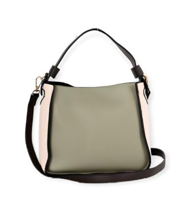 Ashrykins Color Block Structured Bucket Crossbody Bag in Green and White
