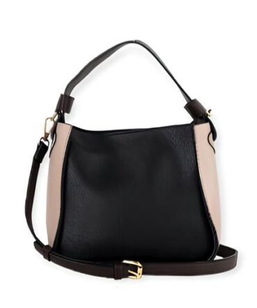 Ashrykins Color Block Structured Bucket Crossbody Bag in Black