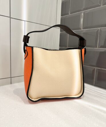 Ashrykins Color Block Structured Bucket Crossbody Bag in Orange
