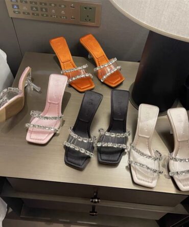 Ophelia mid heeled diamante mule sandals