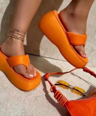 Askrykins Platform Sandals in Orange