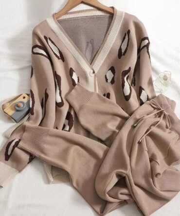 SoftChi Co-ord Set in Beige and brown