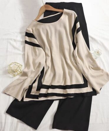 PaLine Co-ord Set in Beige and Black