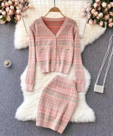 The PrettyPlaid Set in Peach Pink