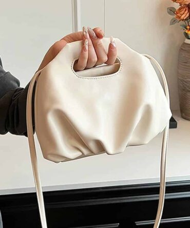Elara Sculpted Pouch In Beige