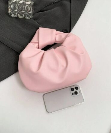 Ashrykins Luxury Designer Style Cloud Bag with Knot Clutch Bag in pink
