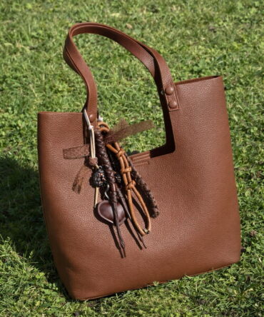 Ashrykins Oversized Structured Tote Bag & Pouch in Brown
