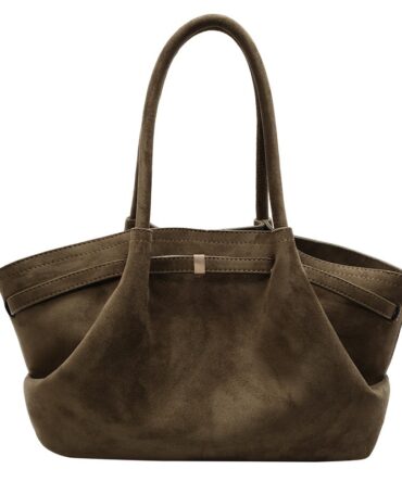 Ashrykins Vintage Fashion Freya Frosted Leather Shoulder Bag in Green