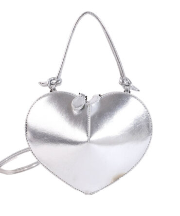 Ashrykins Heart Shaped mini Bag with Top Handle In Silver