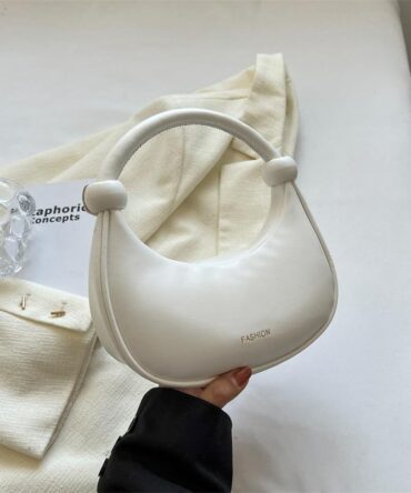 Askrykins luxury Small Hobo Bag in White