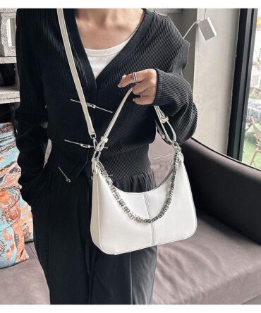 Askrykins High Quality Vintage Underarm Shoulder Bag in White