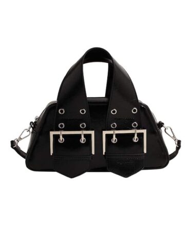 Ashrykins Mini Buckle stud Crossbody Bag with Grommet Detail in Black2