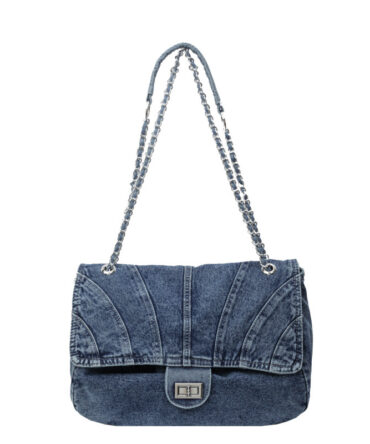 Ashrykins Denim Luxe Chain Flap in Blue