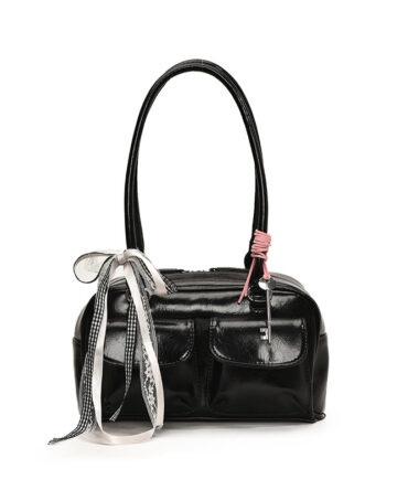 Ashrykins CheckCharm Duo Satchel Bag in Black