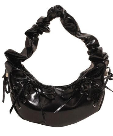 Glamberry Loop Lace-Up Gloss Mini Bag in Black
