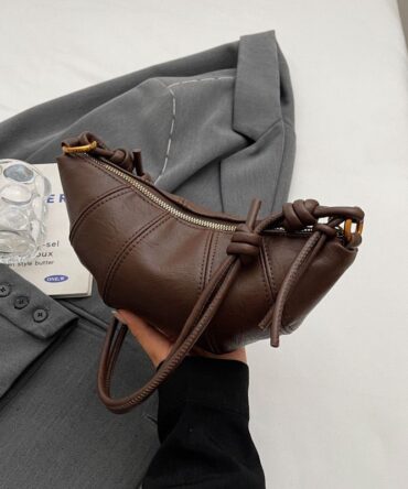 Ashrykins Cocoa Knot Mocha Zip Handle Mini Bag in Dark Brown