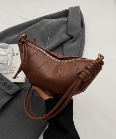 Ashrykins Cocoa Knot Mocha Zip Handle Mini Bag in brown