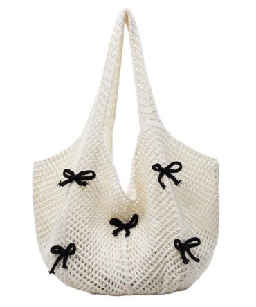 Ashrykins Bow-Knit Tote in White
