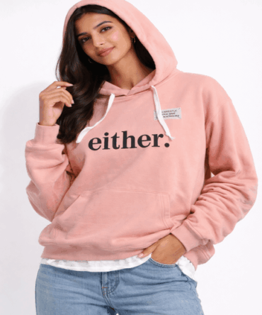 Either Pink Minimal Hoodie