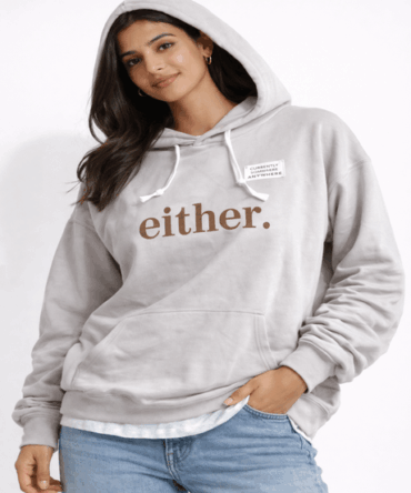 Either Grey Minimal Hoodie